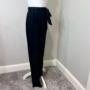 SHEIN S New Black Wide-Leg Pants elastic waist tie front. Light-weight